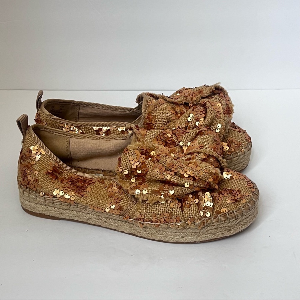 Sam Edelman Women's Cabrera Platform Burlap Gold Sequin Size 10 ⬇️